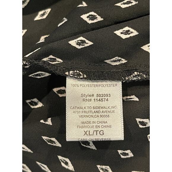 EUC PLEIONE Nordstrom Black White Diamond Short Sleeve Shirt Blouse XL - Picture 4 of 4